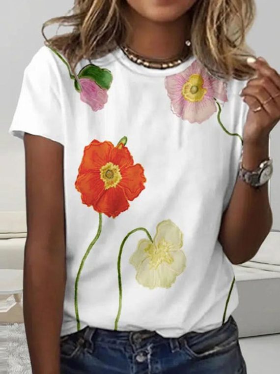Simple Print Short Sleeve Top