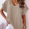 Plain Casual Cotton-Blend Short Sleeve T-Shirt