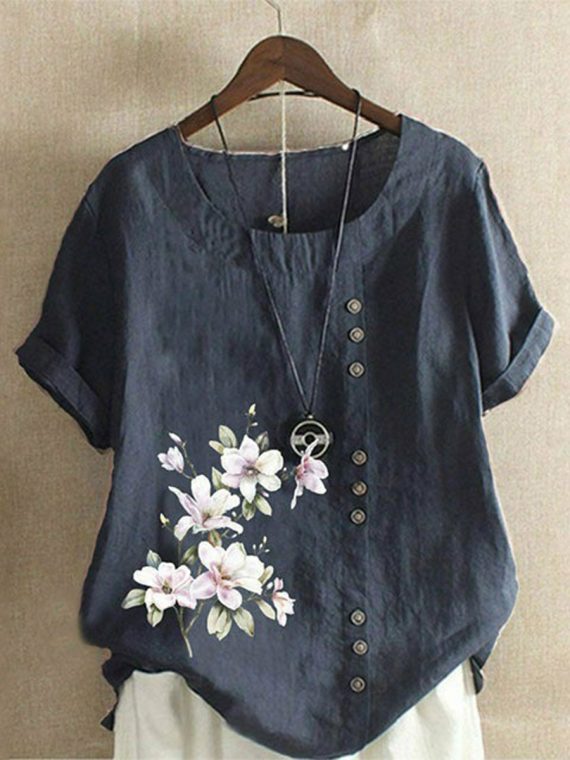 Casual Floral Print Blouse