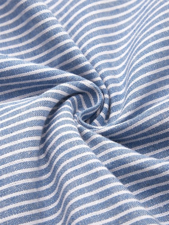 Blue Striped V Neck Short Sleeve Blouse - Image 2
