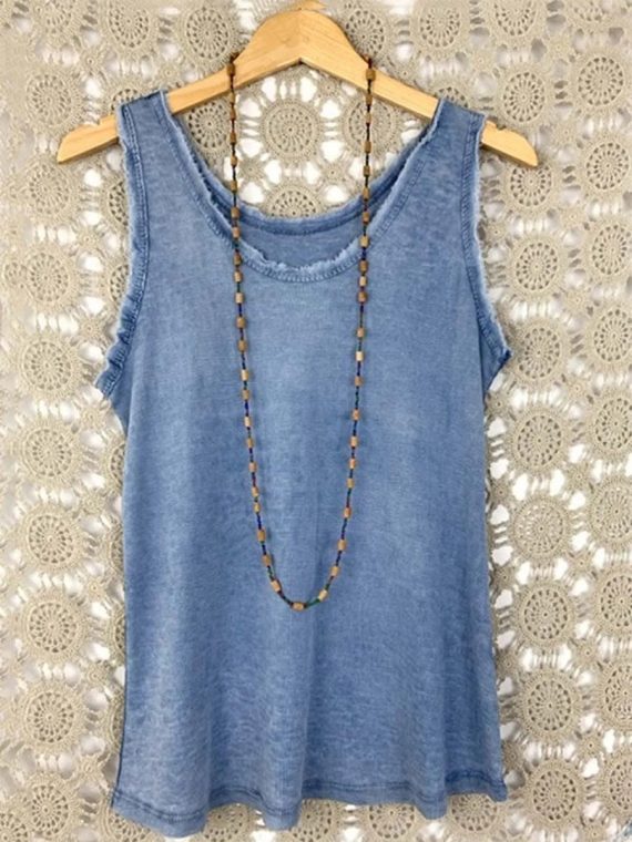 Casual Cotton Plain Sleeveless Tank Top