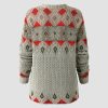 Apricot Casual Tops Round Neck Long Sleeve Geometric Printed Sweater - Image 2