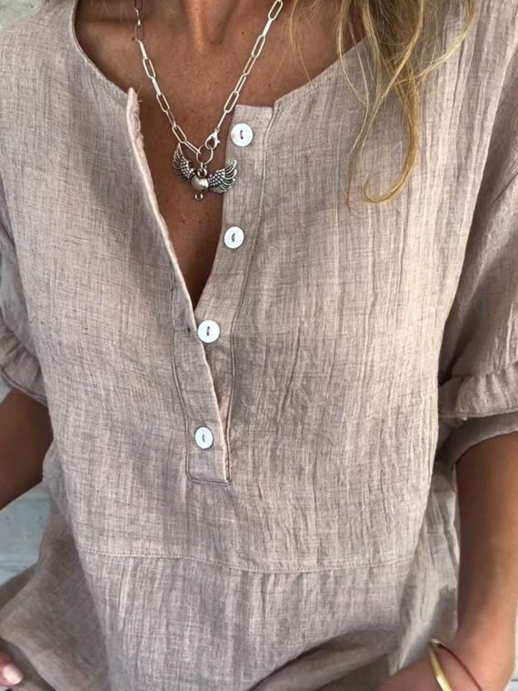 Casual Round Neck Lotus Leaf Short Sleeve Blouse