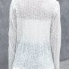 3/4 Sleeve Plain Embroidery Hollow Out Casual Loose Top - Image 2