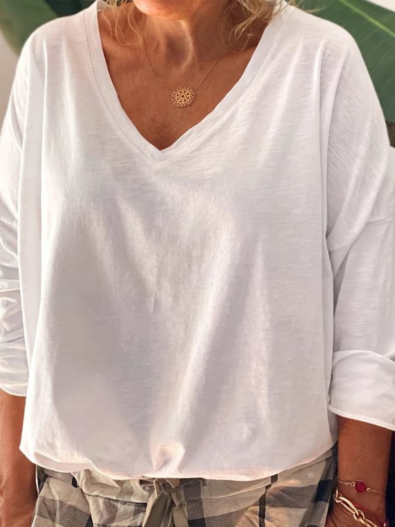 Casual V-Neck Long Sleeve Blouse