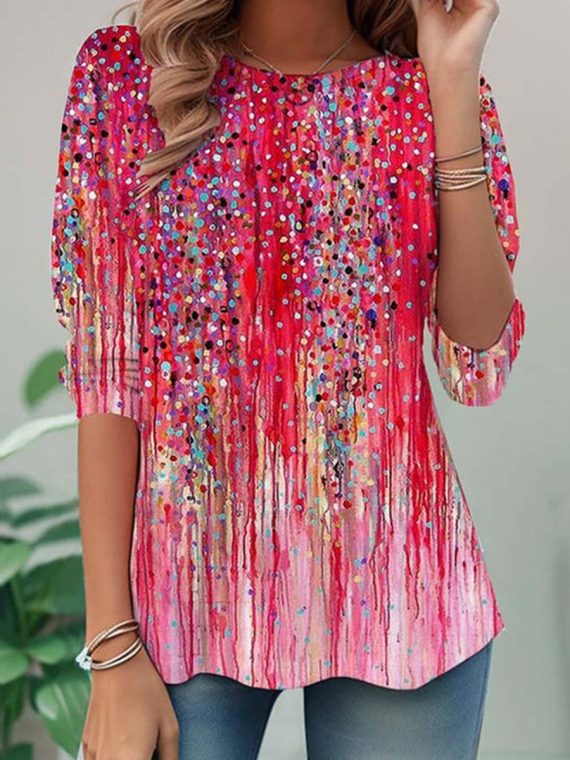 Colourful Tie-Dye Polka Dots Blouse
