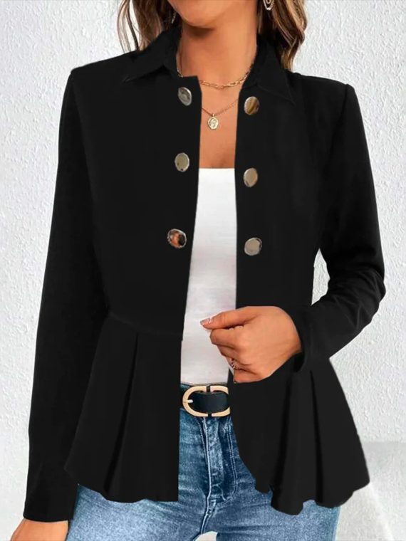 Black Chic Buttoned Long Sleeve Cardigan