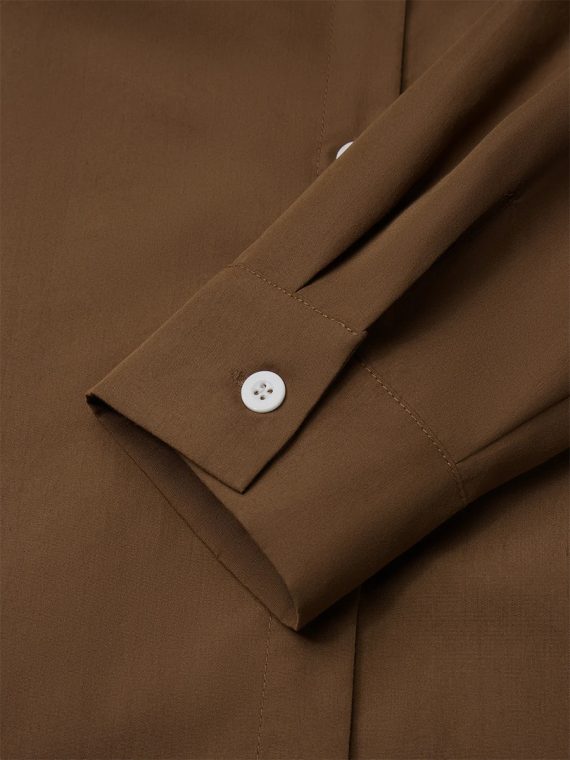 Coffee Casual Loose Plain V Neck Shirt - Image 2