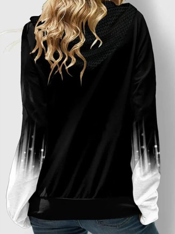 Casual Abstract Zipper V Neck Hoodie - Image 2
