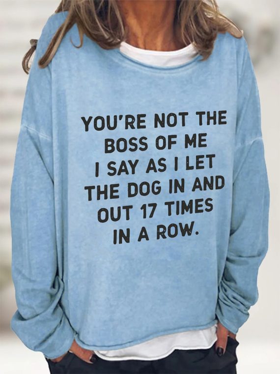 Blue Casual Crew Neck Letters Sweatshirt