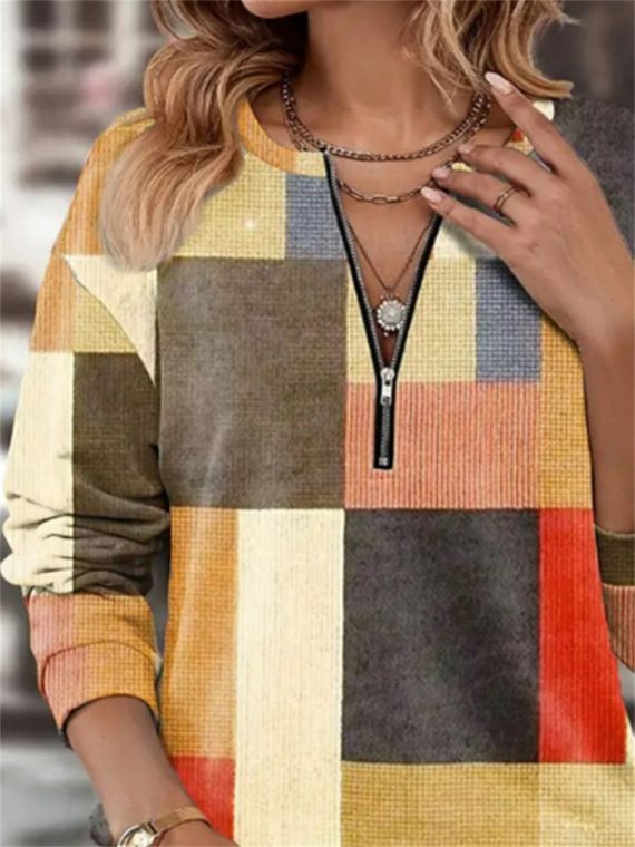 Casual Color Block Abstract Graphic Sweatshirt - Image 2