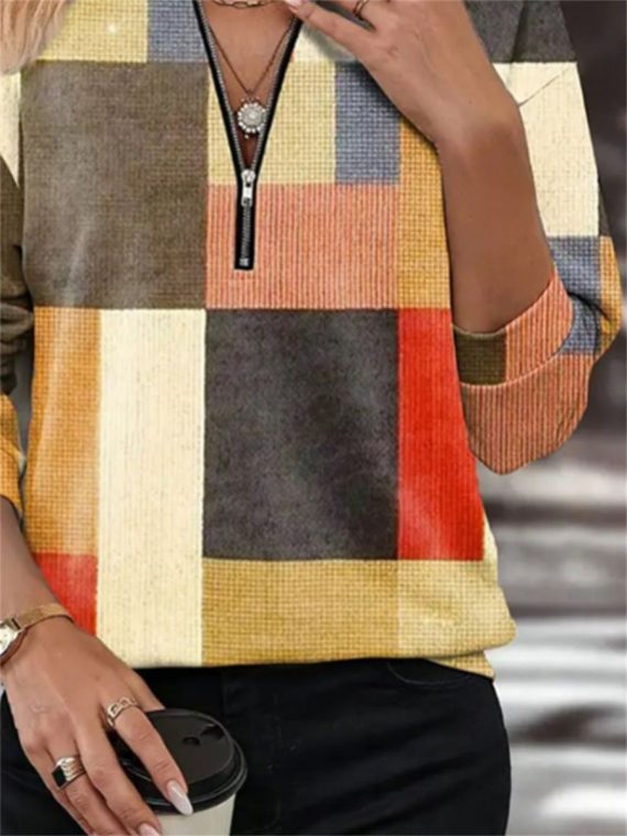 Casual Color Block Abstract Graphic Sweatshirt - Image 3