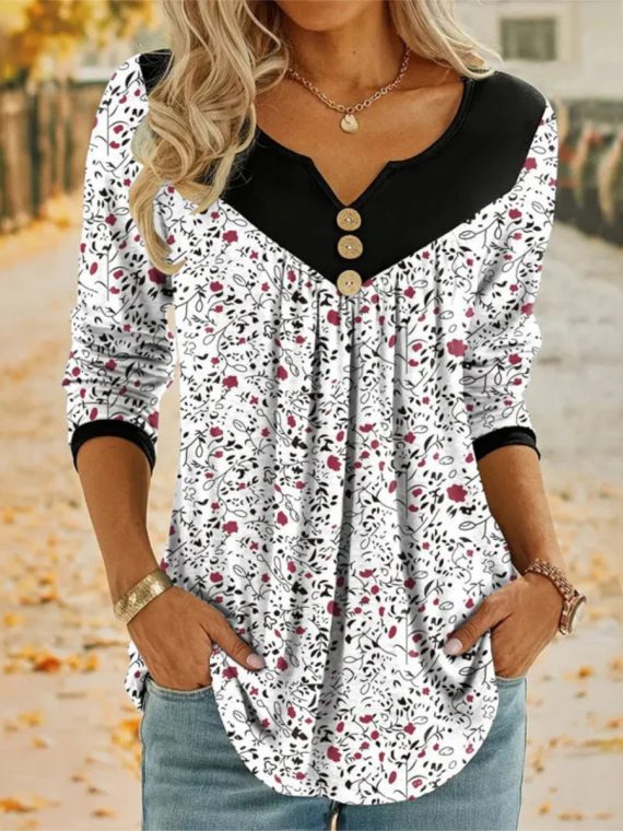 Casual Floral Print Blouse