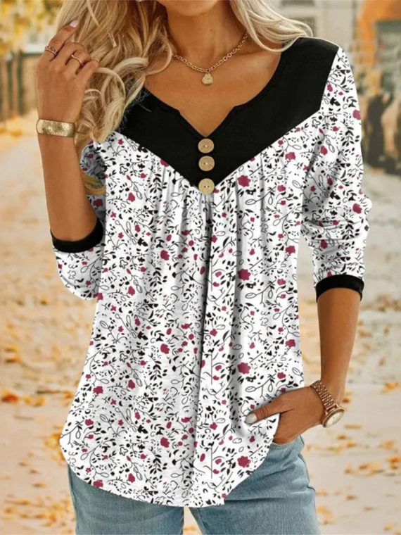 Casual Floral Print Blouse - Image 2