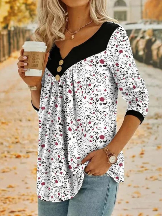 Casual Floral Print Blouse - Image 3