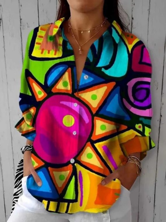 Colorful Abstract Print Blouse