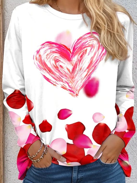 Cordate Casual Loose Crew Neck T-Shirt