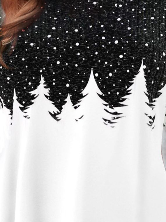 Christmas Tree Design Round Neck Casual T-Shirt - Image 2