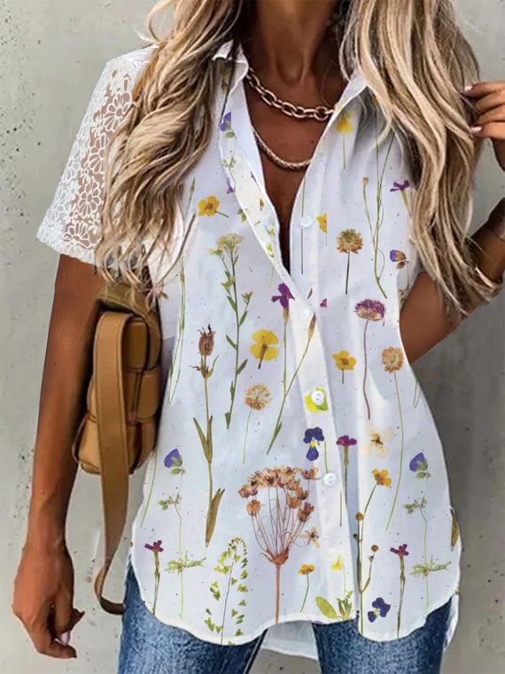 Collar Floral Casual Shirt