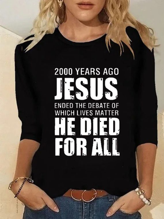 Crew Neck Letter Casual T-Shirt