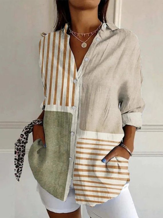 Color Block Striped Blouse
