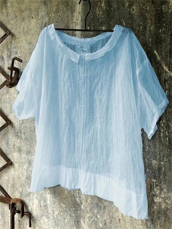 3/4 Sleeve Solid Cotton Blend Top - Image 3