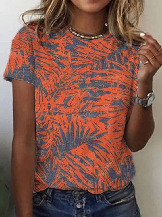 Casual Round Neck Short Sleeve T-shirt