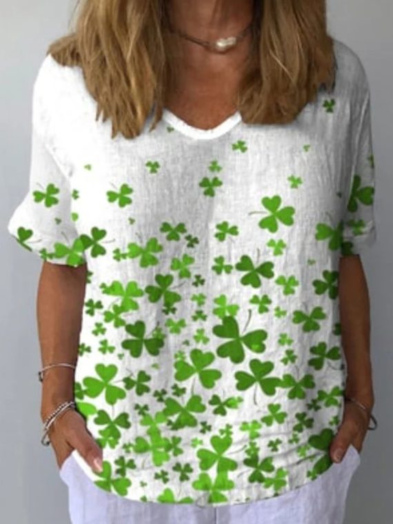 Casual V-Neck Short Sleeve Top
