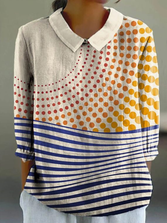 Casual Round Neck 3/4 Sleeve Shirt