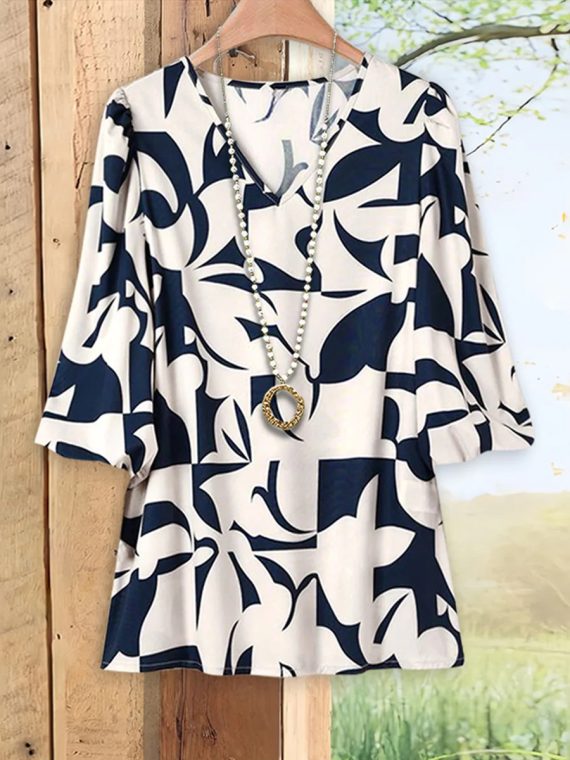 Casual V-neck Long Sleeve Top