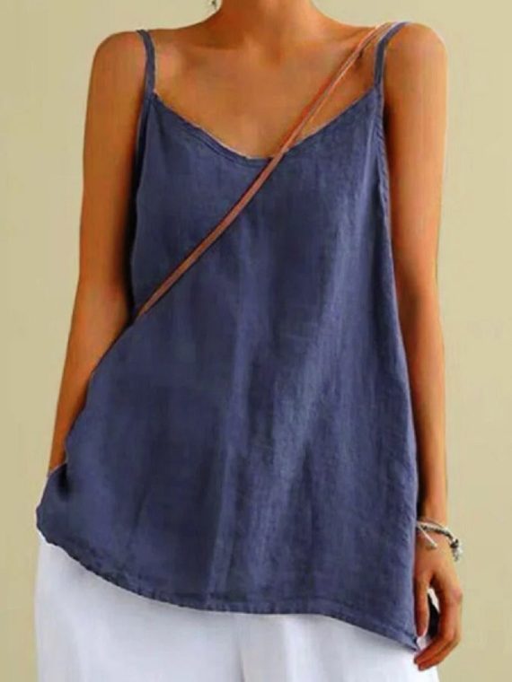 Dark Blue Casual Solid Summer Tank