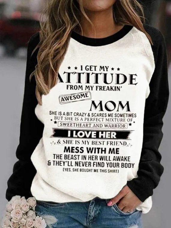 Black Casual Round Neck Printed Long Sleeve Sweatshirts