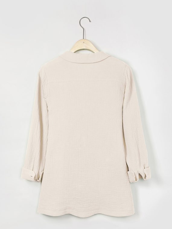 Solid Casual V-neck Margarita Long Sleeve Shirt - Image 13