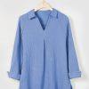 Solid Casual V-neck Margarita Long Sleeve Shirt - Image 14