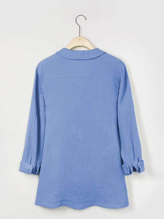Solid Casual V-neck Margarita Long Sleeve Shirt - Image 15