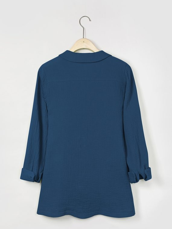 Solid Casual V-neck Margarita Long Sleeve Shirt - Image 2
