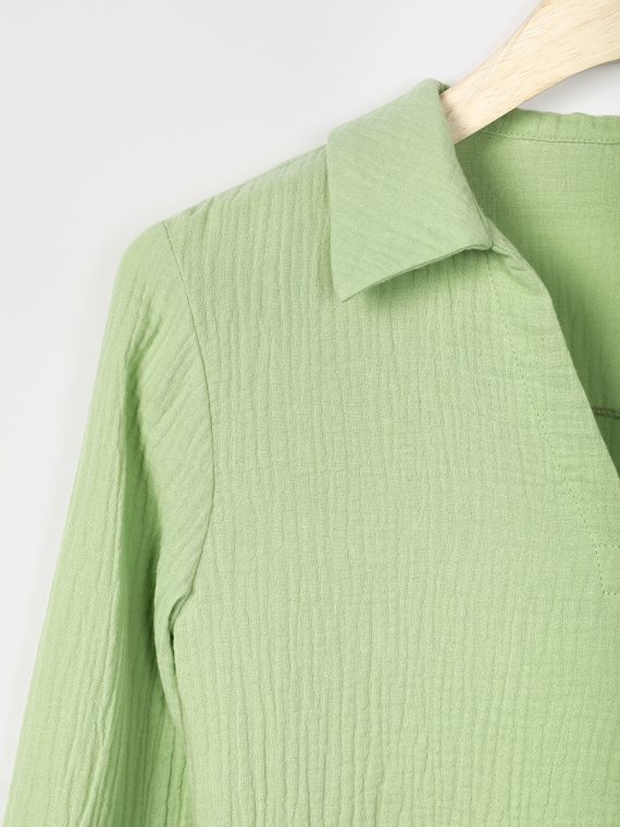 Solid Casual V-neck Margarita Long Sleeve Shirt - Image 5