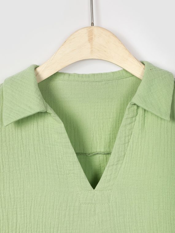 Solid Casual V-neck Margarita Long Sleeve Shirt - Image 4