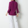 Hollyhock Solid with Buttons Bowknot Lapel Long Sleeve Blouse - Image 5