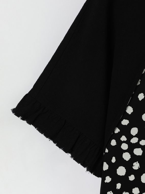 Black Casual Summer Short Sleeve Round Neck Tassel Spot Printed T-Shirt - Image 3
