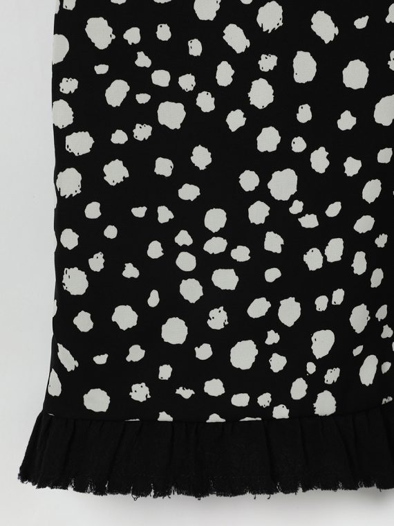 Black Casual Summer Short Sleeve Round Neck Tassel Spot Printed T-Shirt - Image 2