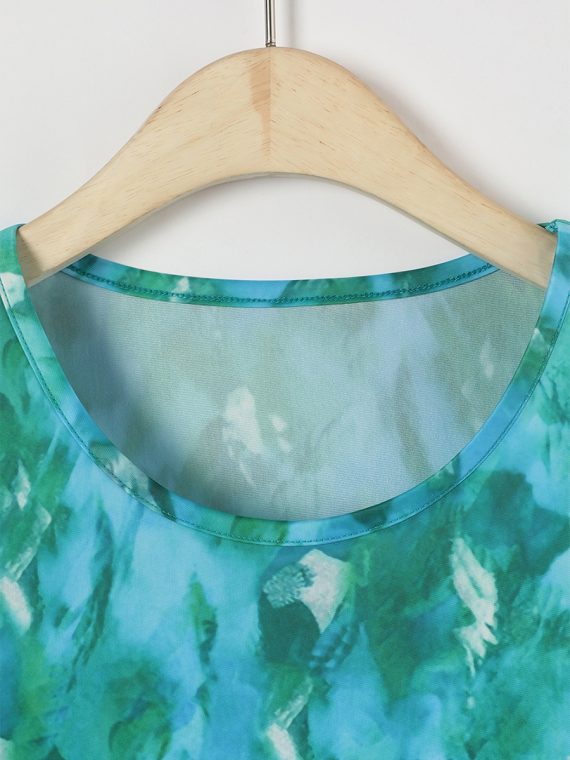 Aqua Multi Tie-dye Casual Summer Round Neck Short Sleeve Printed T-shirt - Image 3