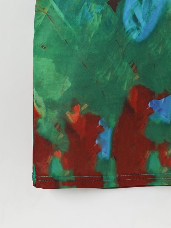 Aqua Multi Tie-dye Casual Summer Round Neck Short Sleeve Printed T-shirt - Image 2