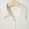 Hollyhock Solid with Buttons Bowknot Lapel Long Sleeve Blouse - Image 9