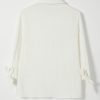 Hollyhock Solid with Buttons Bowknot Lapel Long Sleeve Blouse - Image 11